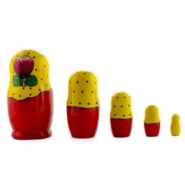 BestPysanky Set of 5 Maydanovskaya in Yellow Scarf Russian Nesting Dolls Matryoshka 6 Inches
