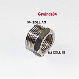 'Stainless Steel Thread Fitting Male Thread 3/4"Male Female Thread 1/2Female (GEWINDE04)