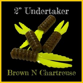 2” Crappie Undertaker Series - Top Secret Jig for Fishing at the Edge of the Known Waters 10Pk - Size: Brown & Chartreuse