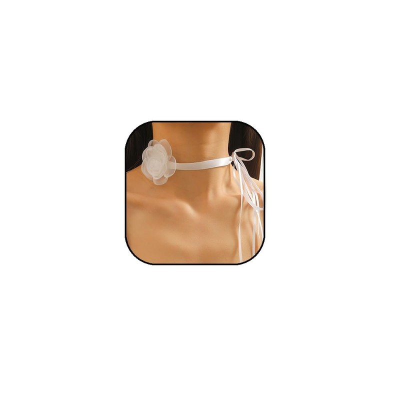 Gothic Flower Lace Choker Camellia Lace Velvet Necklace for Women