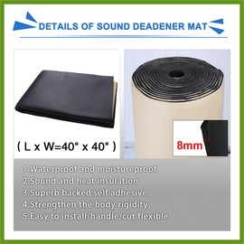 HOPESPANNER 315mil 10.76sqft/8mm 40 X40 Inch Car Auto Cell Bumper Floor Sound Insulation Noise Deadener Dampening Mat Acoustic Barrier Vehicle Components