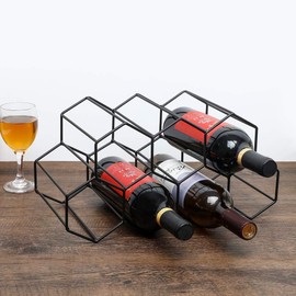 Urban Deco Countertop Wine Rack 7 Wine Bottle Holder for Wine Storage Small Wine Rack Black Modern Wine Holders Stands for Counter Metal Wine Rack Table Top Wine Racks for Wine Bottle Storage