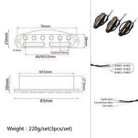 Alnicov SSS Standard Single Coil Pickup Set Guitar Neck/Middle/Bridge Pickup for Strat Squier Electric Guitar, Black