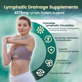 Lymphatic Drainage Supplement, 4275mg Lymph System Support Supplement for Women & Men, 21-in-1 Herbal Blend with Echinacea, Dandelion, Burdock, Bromelain, Calendula, Turmeric & More, 240 Softgels