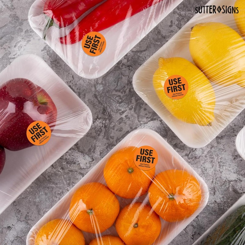 1000 Labels Use First Stickers for Food Service, 1.5-inch Wide,