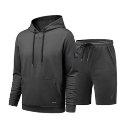 TEZO Men's Tracksuits Sweatsuits for Men 2 Piece Outfits Casual Hoodie Shorts Jogger Set Athletic Hooded Jogging Suit (DG M)