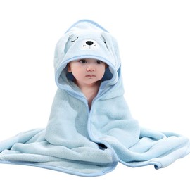 HiABsee Baby Towels with Hood - Ultra Soft Hooded Baby Bath Towel, Unique Animal Design for Boy & Girl, Blue Dog