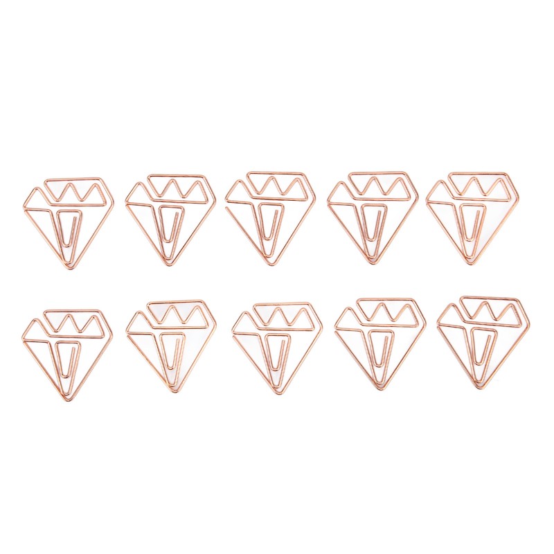 100pcs Rose Gold Paper Clips Cute Diamond Shaped Multifunctional Metal