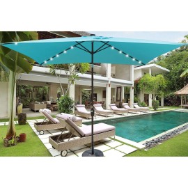 10 X 6.5t Rectangular LED Lighted Patio Umbrellas for Garden Backyard & Pool Solar Powered with Crank Push Button Tilt Featurecolor: as Pic Color