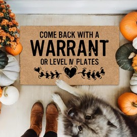 Shflytu Come Back with a Warrant or Level Iv Plates 30"x18" Keep Your Floors Clean with a Door Mat Indoor Door Mats for Front Door Rubber Mats for Outside Non Slip Front Door Mat Outdoor Mat