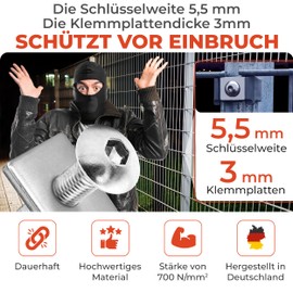 Qualinos 10x High-Quality Double Rod Fence Mounting Clamp Plates 30 x 26 x 3 mm and Screws - Made of 1.4301 Stainless Steel