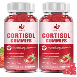 Cortisol Supplement Gummies, Cortisol Gummies for Women with Rhodiola Rosea, Ashwagandha, Magnesium, Balanced Cortisol, Mood Support, Sleep Support, Non-GMO,120 Gummies (2 Pack)