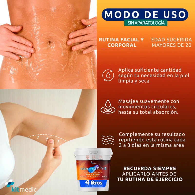 Gel Conductor Premium L-carnitina Corporal Reductivo 4litros