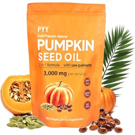 PYY Cold-Pressed Pumpkin Seed Oil & Saw Palmetto Softgels | 300 Counts | Rich in Essential Fatty Acids & Phytosterols | Promotes Healthy Hair, Urinary Function, Bladder & Prostate Support