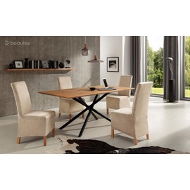 BEAUTEX Chair Cover Sets, EVA Velvet Microfibre Chair Cover Long, Elastic Stretch Cover, Choice of Colours (Cream Set of 1)