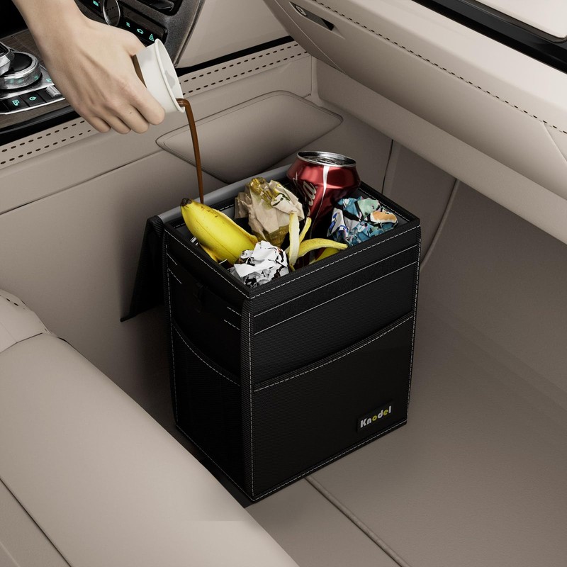 K KNODEL 2 Gallon Black Leak-Proof Waterproof Car Trash Can