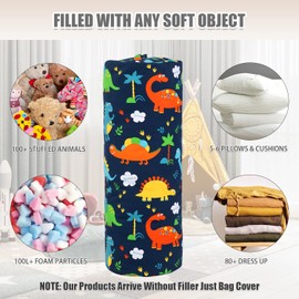 Kids Bean Bag Cover Only, Cute Stuffed Animal Storage Bean Bag Chair Without Filling, Large Soft Toy Storage Beanbag Chair Cover with Zipper, Dinosaur