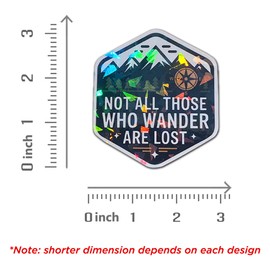 (3 Pcs) Holographic Not All Those Who Wander are Lost Sticker - Mountain Hiking Outdoor Adventure Decal - Travel Gift for Hikers, Campers, Explorers 3 Inches