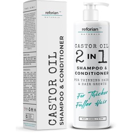 Castor Oil 2-in-1 Shampoo and Conditioner – Strengthen & Restore Hair | Clean, Sulfate-Free Formula for Thinning, Dry, or Color-Treated Hair | Volume, Softness & Scalp Health | 8oz