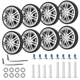 Suitcase Caster Replacement, Set of 8 (Diameter 2.4 inches (60 mm)), Quiet Series, Carry Case, Tire Wheel Repair, Suitcase, Double Casters, Replacement, Tires, DIY, Repair, Travel Box, Replacement
