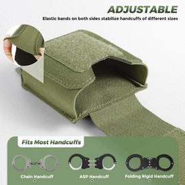 Molle Handcuff Pouch, Handcuff Case for Duty Belt/Tactical Vest, Handcuff Holster with USA Flag Patch Fit ASP Handcuff/Hinged Handcuff/Chain Handcuff/Folding Rigid Handcuff (Army Green)