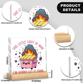 Dumpster Fire Desk Decor Accessories Funny Pink Office Decor Inspirational Coworker Gifts Acrylic Sign Plaque Table Decorations for Home Office