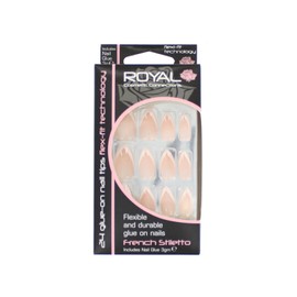 Royal 24 Flexible And Durable Glue On Nail Tips - French Stiletto