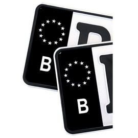 2 x EU Number Plate Sticker Film Car Black (R059 Belgium)