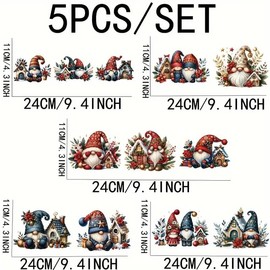 4pcs Christmas Gnome Flower Tree UV DTF Cup Wraps Transfer Waterproof Sticker for Glass Cups Furniture Craft DIY Crafts，Rub on Transfer Stickers for DIY Water Bottle Laptop Decal Wood Car