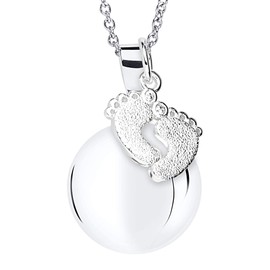 Pregnancy Bola Pendant Flower Red my friend, coated with 925 Silver (nickel free) with a tubular cotton cord