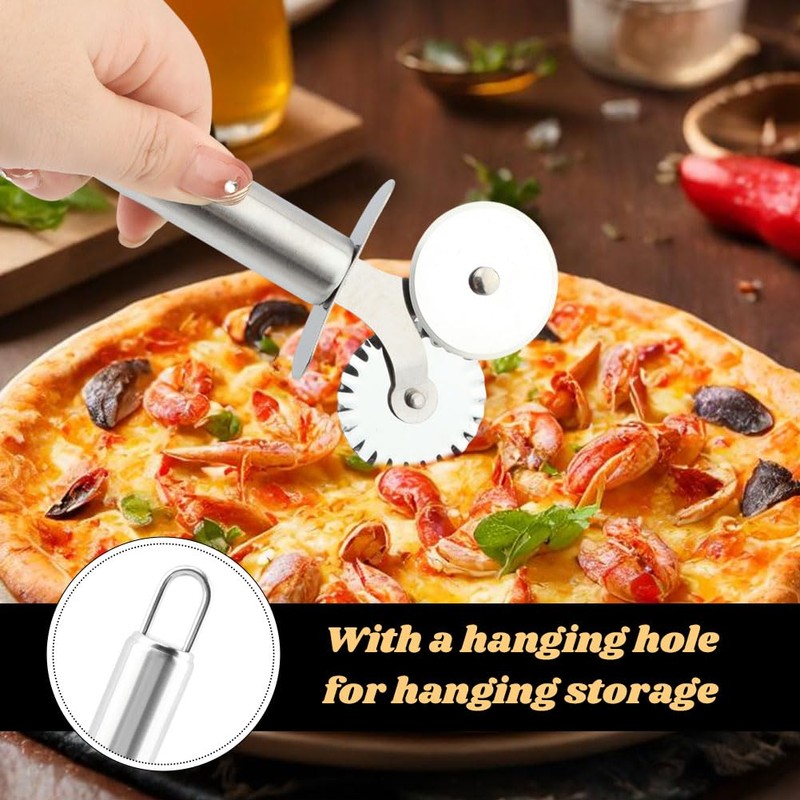 5 Wheel Stainless Steel Pizza Cutter with Double Wheel Dough