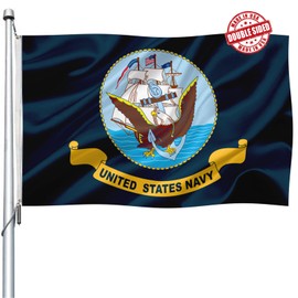 US Navy Flag Double Sided 4x6 Outdoor- Heavy Duty Navy Naval Military USN Flags -United State Navy Flags Banner with 2 Brass Grommets 4 Rows Stitched