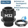 Pack of 10 Kalitec M32 Cable Gland Plastic 14.0-25 mm