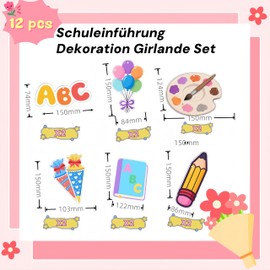 ABC and 123 First Day of School Garland, Decoration Spiral Sugar Bags Garland, School Introduction Decoration, Swirl Spiral Garland Decoration for First Day of School Girls and Boys Back to School