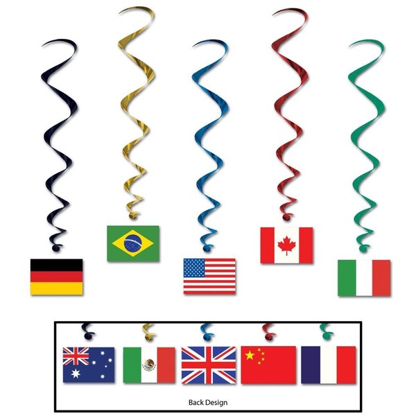 International Flag Whirls (Printed 2 Sides w/Different Designs)