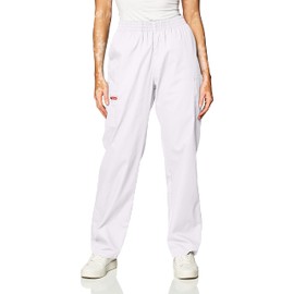 Dickies Women's Signature Elastic Waist Scrubs Pant, White, Medium