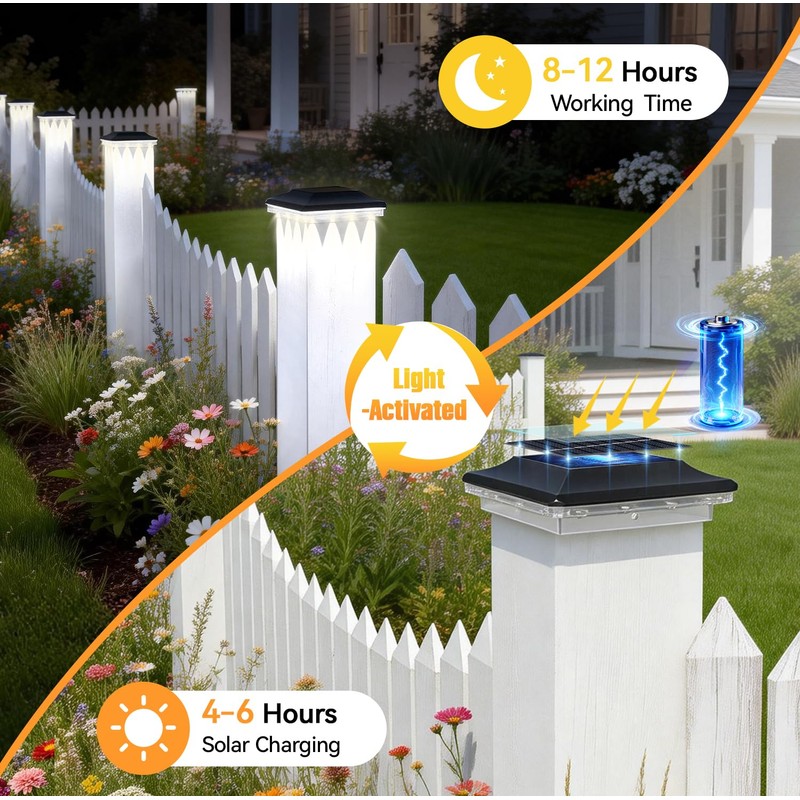 ZCXLIGHT Solar Post Cap Lights Outdoor 12 Pack, 4x4 Post