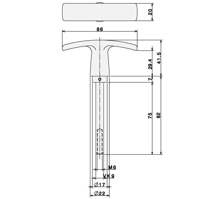 INTRA-TEC Garage Door Handle Aluminium F1 9 x 82 mm