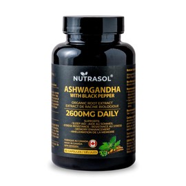 Organic Ashwagandha with Black Pepper | 2600mg Daily Dose | Resistance to Stress | Increases Energy Level | Supports Memory Enhancement (60)