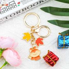 MUCOOS Cute Cartoon Animal Keyring, Red Maple Leaf and Red Fox, Birthday and Thank You Gift, Suitable as a Gift for Family, Sisters and Girlfriends, Colour 3, S
