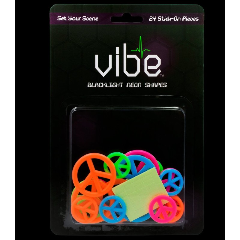 Blacklight Reactive Neon Peace Signs - 24 Piece Set