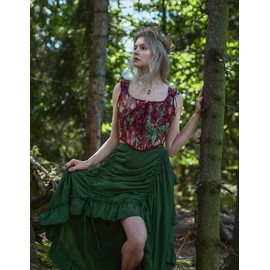 Scarlet Darkness Scarlet Darkness Renaissance Costume Women Corset Top Vintage Floral Bodice Wine Floral Size 8