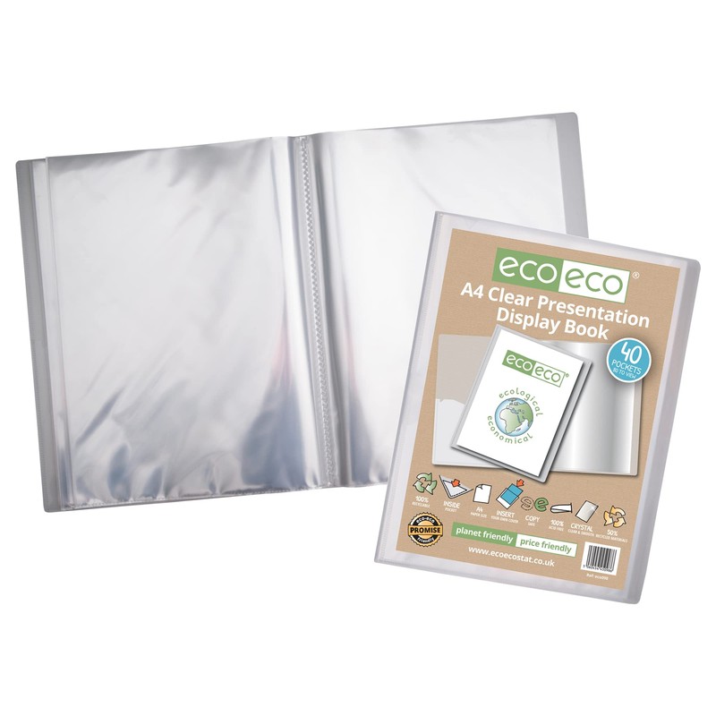 eco-eco A4 Size 50% Recycled 40 Pocket Clear Presentation Display