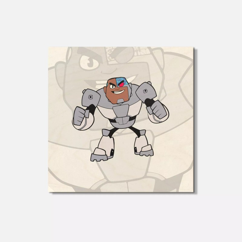 Unbranded Teen Titans Cartoon Cyborg 4'' X 4'' Square Wooden