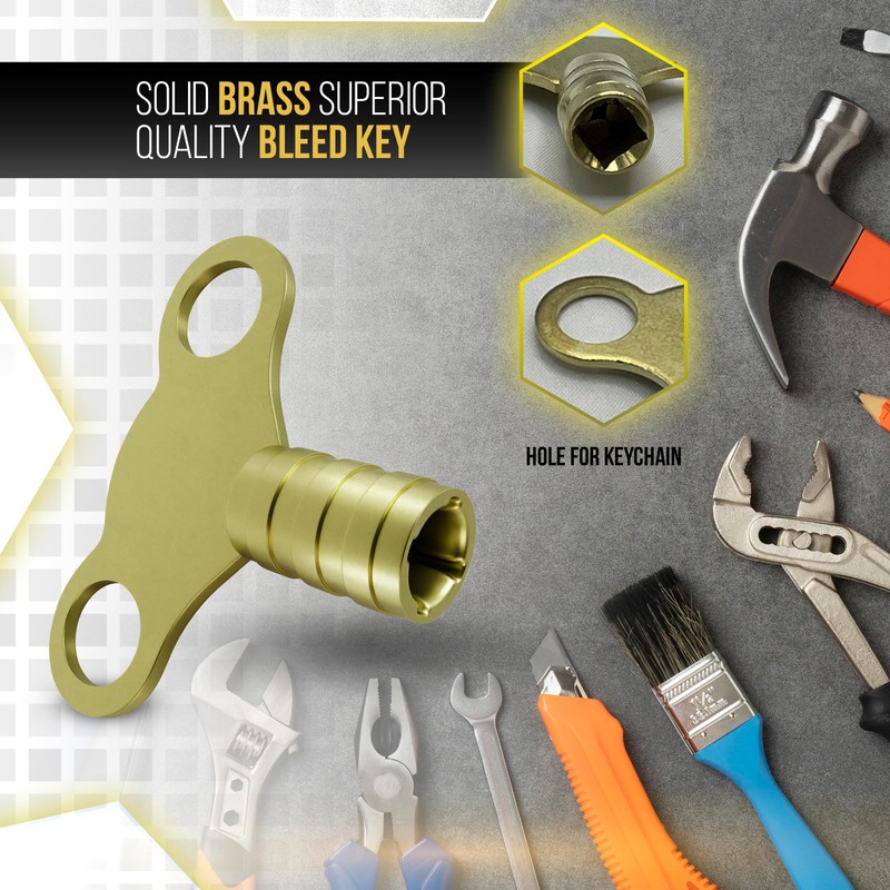 Solid Brass Universal Radiator Bleed Key- 2 Pack, 5mm Radiator
