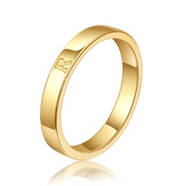WFYOU 14K Gold Filled Rings for Women Non Tarnish Dainty Gold Initial Ring Stackable Gold Rings for Women Alphabet Letter Ring Wedding Bands Thin Thumb Pinky Stacking Rings Jewelry Gifts for Women R 9