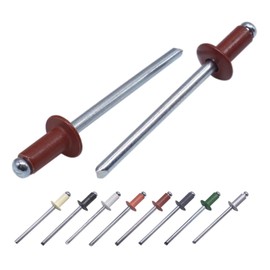 Pack of 100 Painted Blind Rivets 4.0 x 10 mm, Dome Head, DIN 7337, Aluminium Rivets and Steel Mandrel, Pop Rivets (100, Oxide Red RAL 3009)