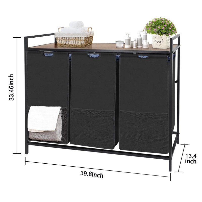 Extra Large Laundry Hamper, Laundry Hamper 3 Section with shelf