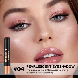 FeiCuiYun Monochrome Cream Shimmer Glitter Eyeshadow Pencil Stick for Women, Shimmer Pink Eye Shadow Eyeliner Pencil Sticks Makeup, sombras para ojos, Waterproof, Vegan & Cruelty-Free, 04#