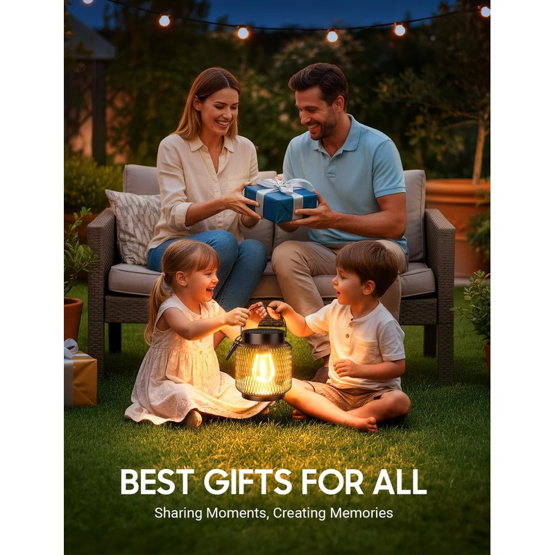 KOOPER Metal Solar Lanterns Outdoor Waterproof, 2 Pack Brighter Hanging